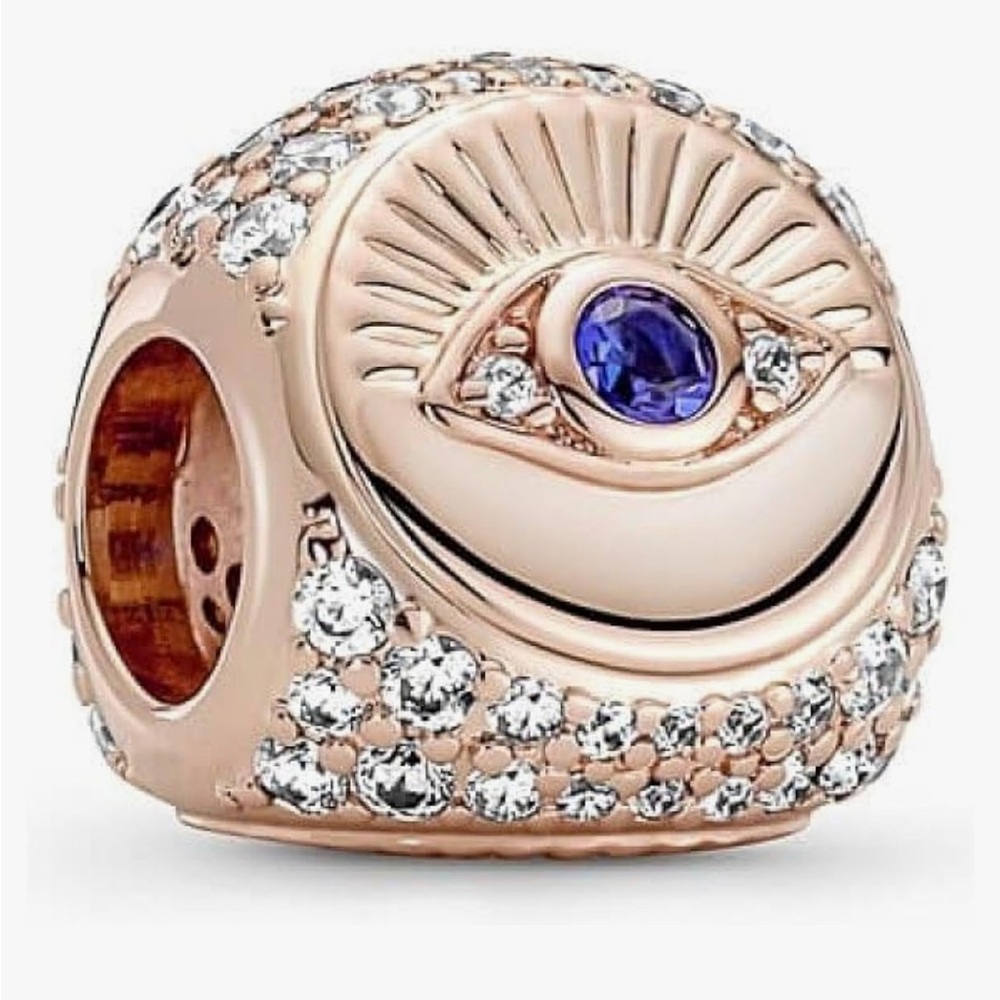 Pandora Hamsa, all-seeing eye, and feather three-sided charm